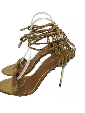 REISS Zhane Chain Suede Wrap-Ankle High Heel Sandals